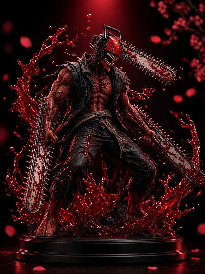 Chainsaw Man Blood Effect Figure – Denji Devil Form Premium Anime Statue