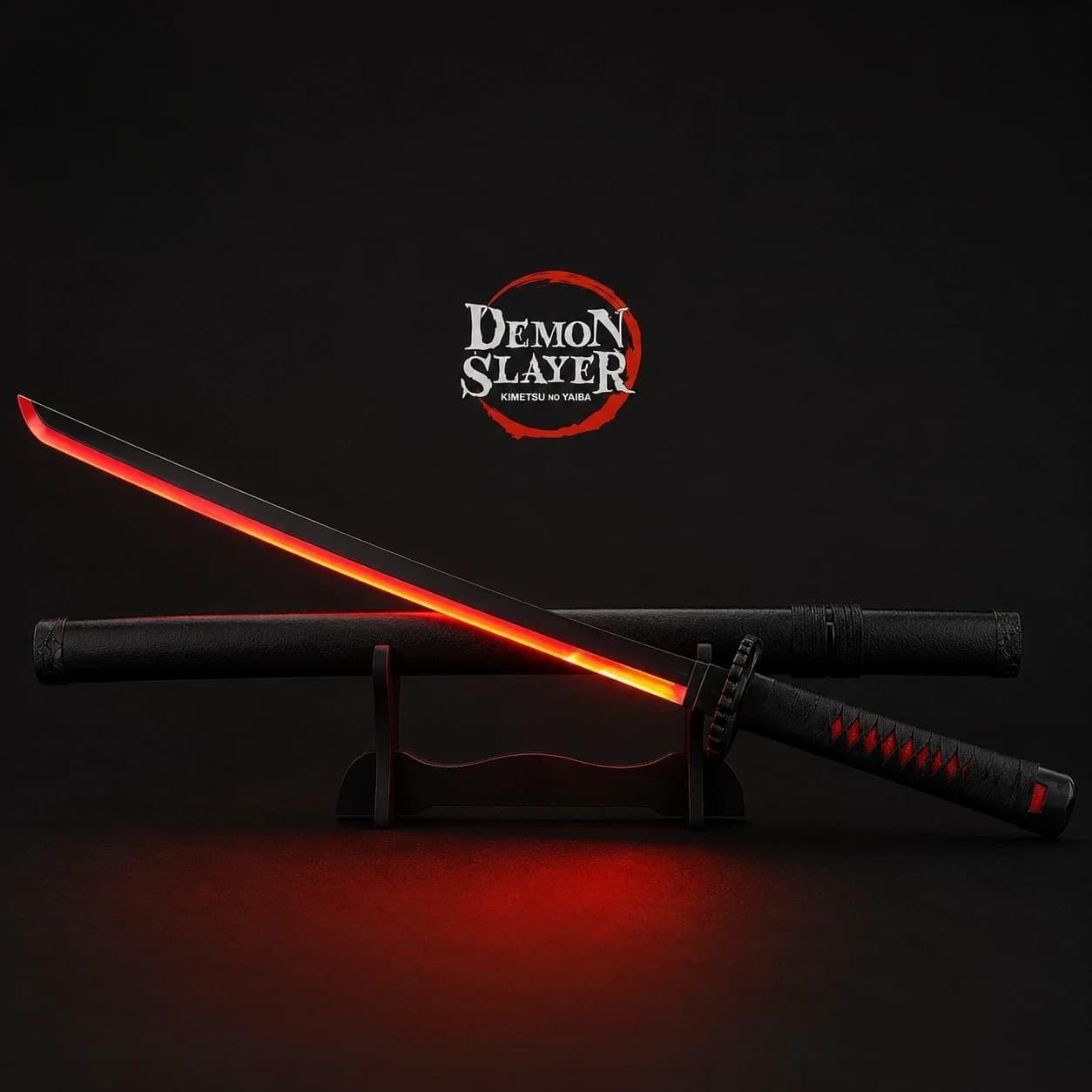 Ichigo Kurosaki Zangetsu LED Wooden Katana – Bleach Anime Replica Sword with Red Glow